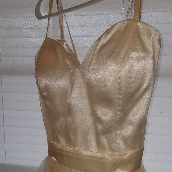 Long Champagne/Ivory/Offwhite Prom Dress - Picture 6 of 8